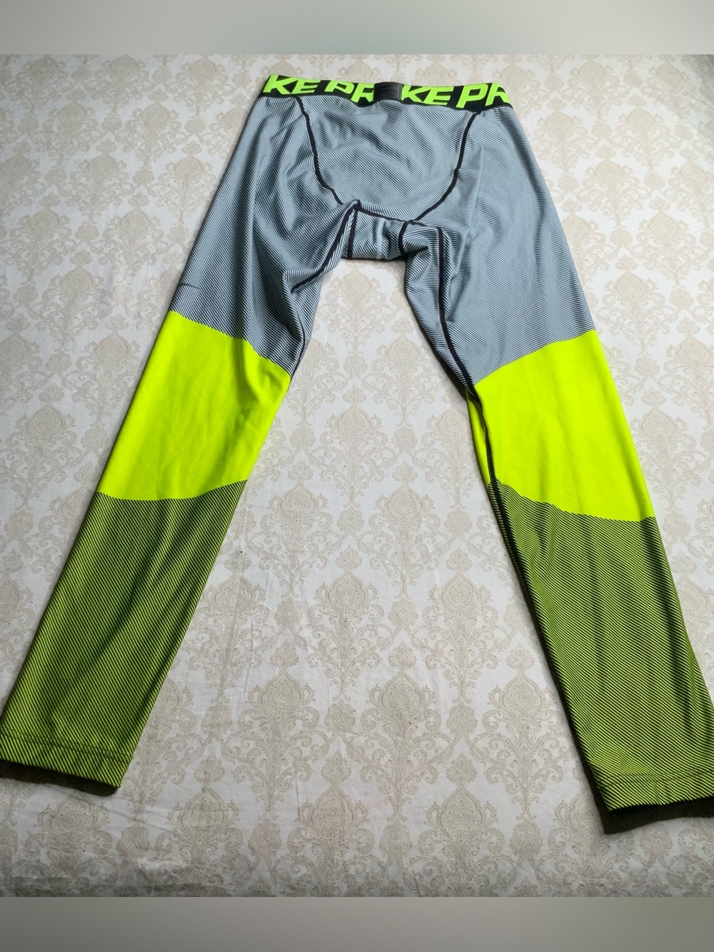 Nike Pro Men’s Dri-FIT Leggings XL Yellow Black - Picture 8 of 10